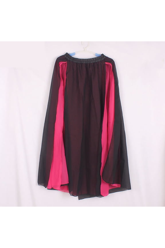 Chiffon Belly Dance Competition Practice Skirt Clothing with Side Slit Black/Rose