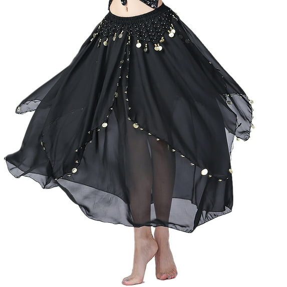 Whitewed Egyptian Style Belly Dance Shimmy Team Skirts Wear with Coins