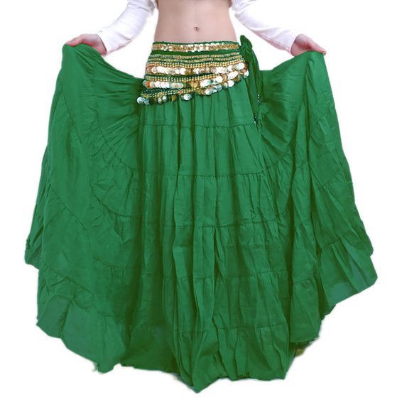 Whitewed Flowy Twirly Belly Dance Flamenco Renaissance Outfits Skirt Dance Wear Dark Green