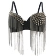 thumbnail image 1 of Whitewed Fringe Tribal Fusion Cabaret Belly Dancer Dance Practice Wear Tryout Bra Outfits, 1 of 1