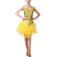 thumbnail image 1 of Whitewed Fringed Salsa Ballroom Dance Latin Dresses for Women Performance Gold, 1 of 6