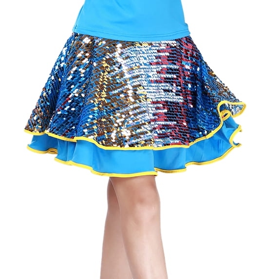 Whitewed Latin Square Dance Skirts for Adults Clothing Competition Character Ocean Blue
