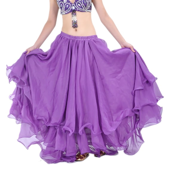 Whitewed Layered Long Belly Dancing Dance Teams Dance Performance Twirl Skirts Attire Dark Purple