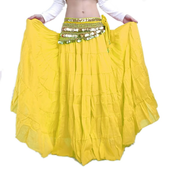Whitewed Long Flamenco Latin Class Flying Gypsy Belly Dance Skirts Wear Yellow