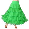 thumbnail image 1 of Whitewed Ruffle Long Dance Skirt for Ballroom Social Dancing Class Activity Holiday Twirl Green, 1 of 3