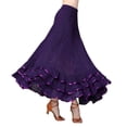 thumbnail image 1 of Whitewed Ruffle Sparkle Long Skirt Maxi Ballroom Latin Dance Practice Performance Circle Skirts, 1 of 3