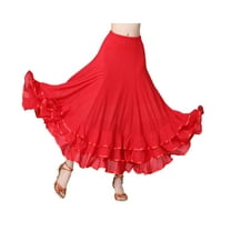 Whitewed Ruffle Sparkle Long Skirt Maxi Ballroom Latin Dance Practice Performance Circle Skirts