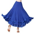 thumbnail image 1 of Whitewed Ruffle Sparkle Long Skirt Maxi Ballroom Latin Dance Practice Performance Circle Skirts, 1 of 3