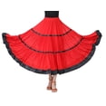 thumbnail image 1 of Whitewed Sash Trimmed Mesh Ballroom Skirt Latin Dance Practice Performance Circle, 1 of 5