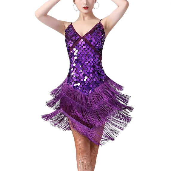 Whitewed Sequin 1930s Mardi Gras Flapper Gatsby Dress Halloween Purple
