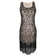thumbnail image 1 of Whitewed Sequin Bead Deco 1920s 20's/30's Themed Party Wear Outfits Clothes Attire Dress Black/Beige, 1 of 2