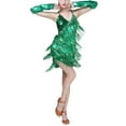 thumbnail image 1 of Whitewed Sequin Fringe Latin Salsa Latino Style Fancy Dance Dress Outfits Green, 1 of 1