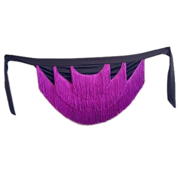 Whitewed Womens Tassel Wrap Mini Skirt Overlay Belt Cover Up for Latin Merengue Reggaeton Kizomba Salsa Dance Black/Purple