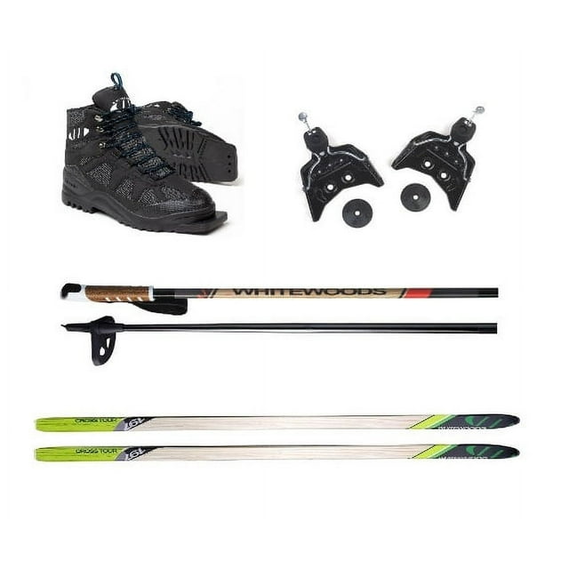 Whitewoods 75mm 3Pin Cross Country Ski Package, 157cm (for Skiers 90