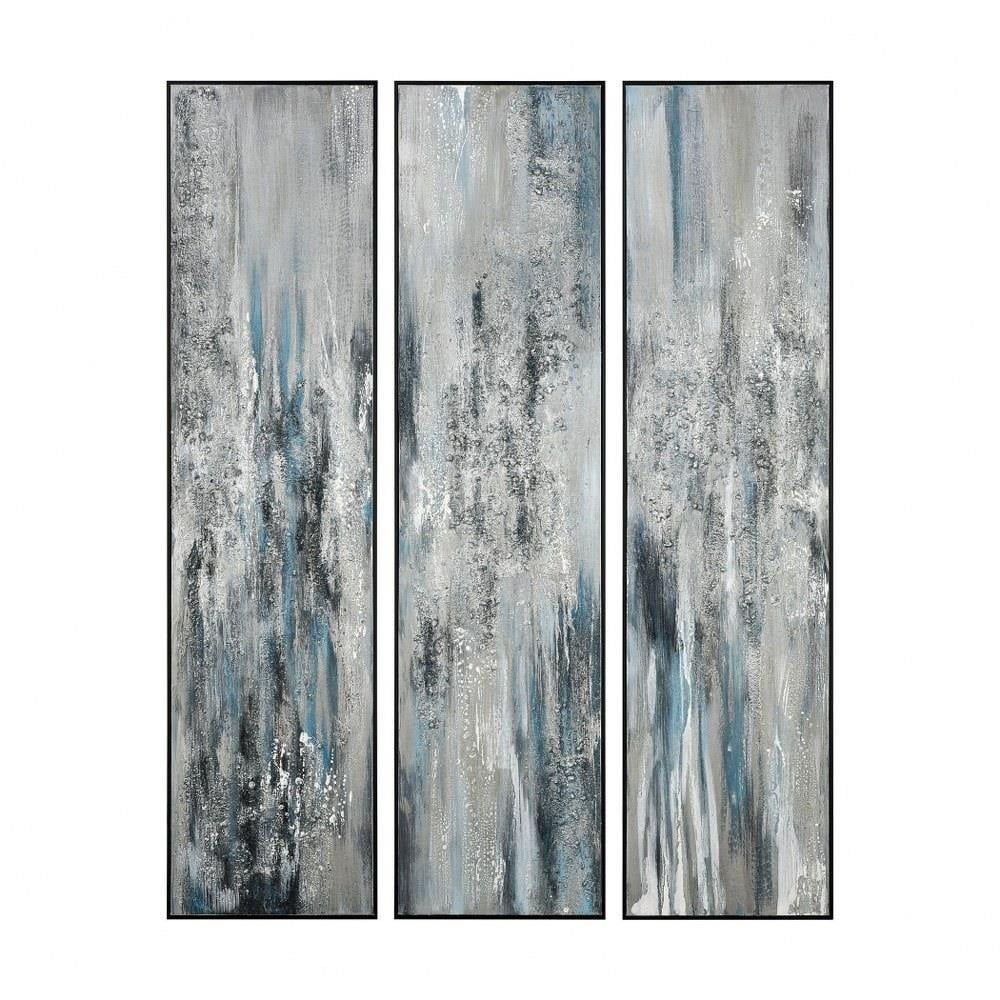 Whithay Lane 80-Inch Black Framed Abstract Canvas Triptych