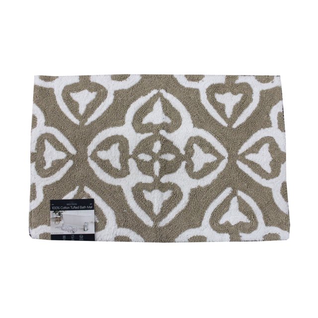 Whitley Willows 100 Cotton Tufted Bath Mat Tan/White