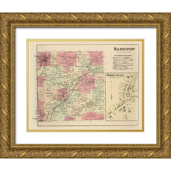 Whitman 32x26 Gold Ornate Wood Framed with Double Matting Museum Art Print Titled - Hamilton New York Landowner - Whitman 1875