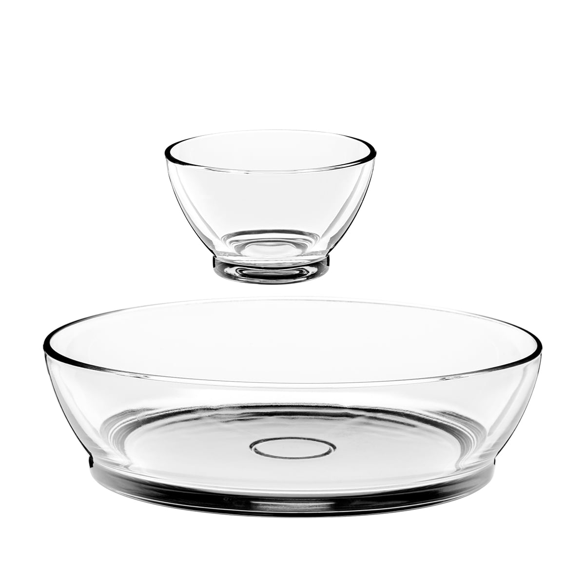 Whitman Clear Glass Round Chip and Dip Set