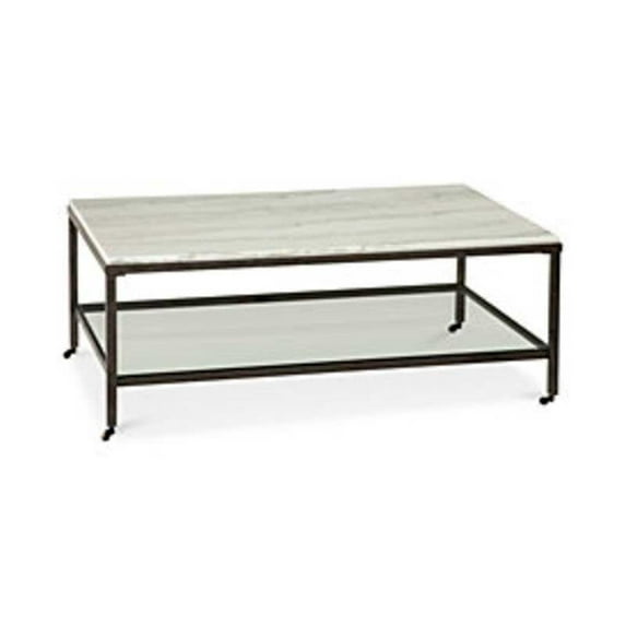 Whitman Marble Rectangular Cocktail Table in Bronze and Ivory Marble