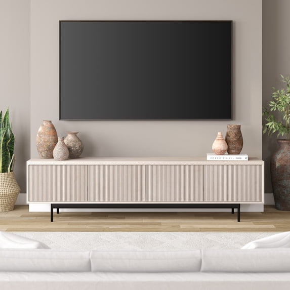 Whitman Rectangular TV Stand for TV's up to 85" in Alder White