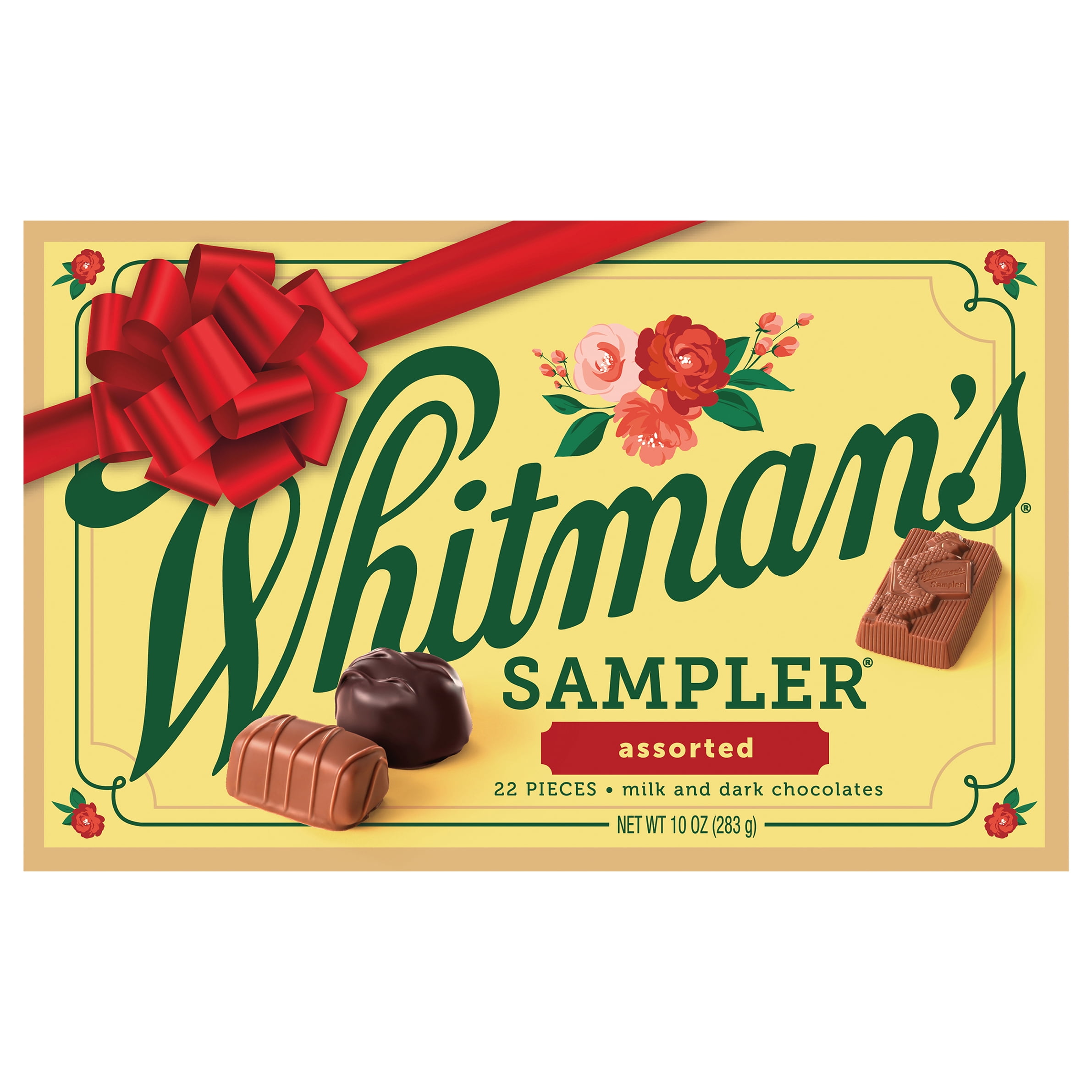 Whitman's Assorted Milk & Dark Chocolate Gift Box, 10 oz, 22 pcs ...