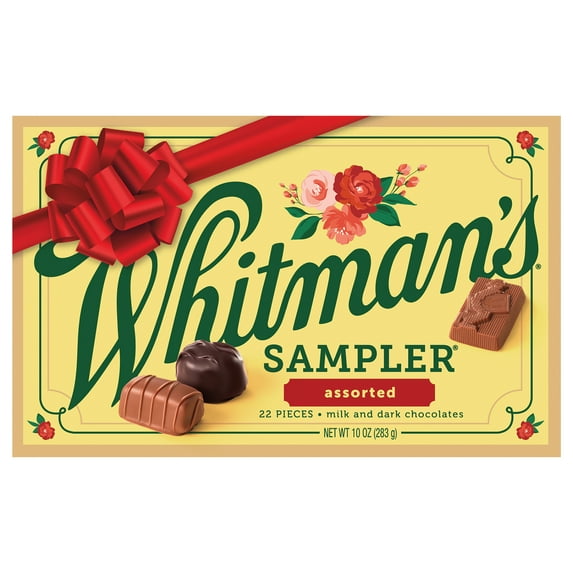 WHITMAN'S SAMPLER Christmas Assorted Milk & Dark Chocolate Gift Box, 10 oz. (22 pieces)