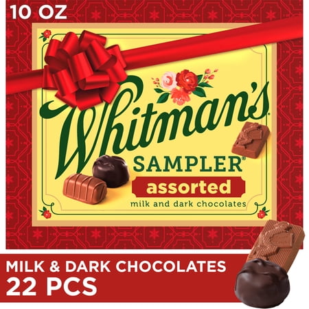 Whitman's Sampler Christmas Assorted Milk & Dark Chocolate Gift Box, 10 oz. (22 Pieces of Chocolate)