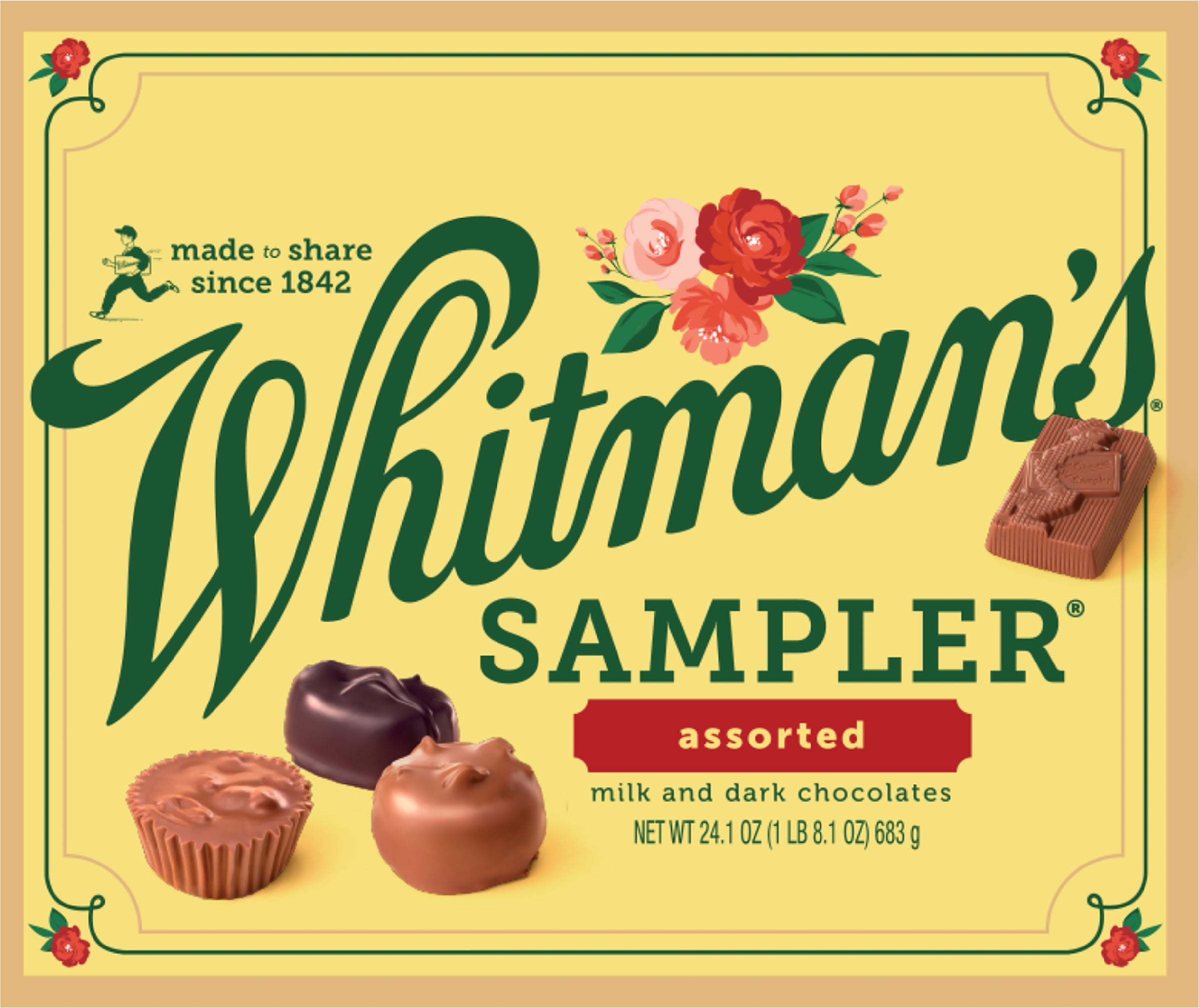 Whitman's Sampler Gift Box of Assorted Chocolates, 24.1 oz (50 Pieces)
