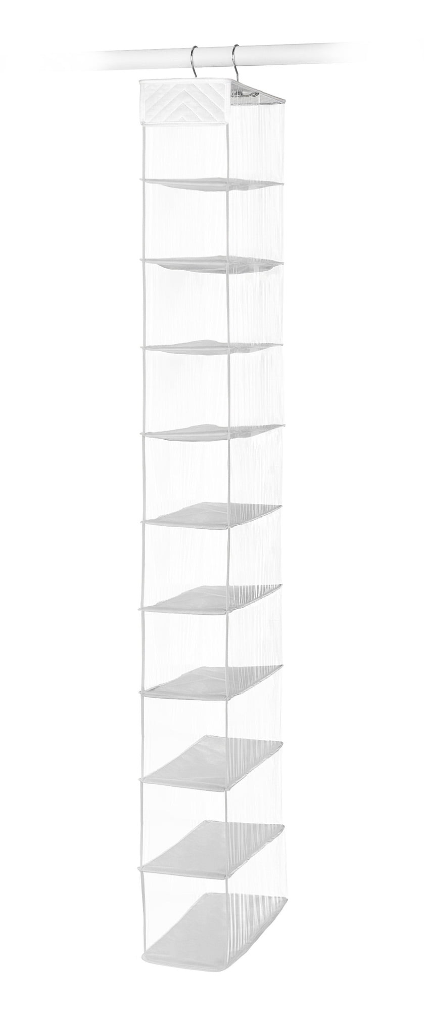 Whitmor 10-Section Hanging Shoe Shelf Closet Organizer Clear