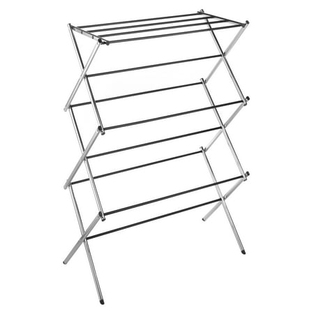 Whitmor 11-Bar Folding Metal Clothes Drying Rack with Top Shelf, Chrome