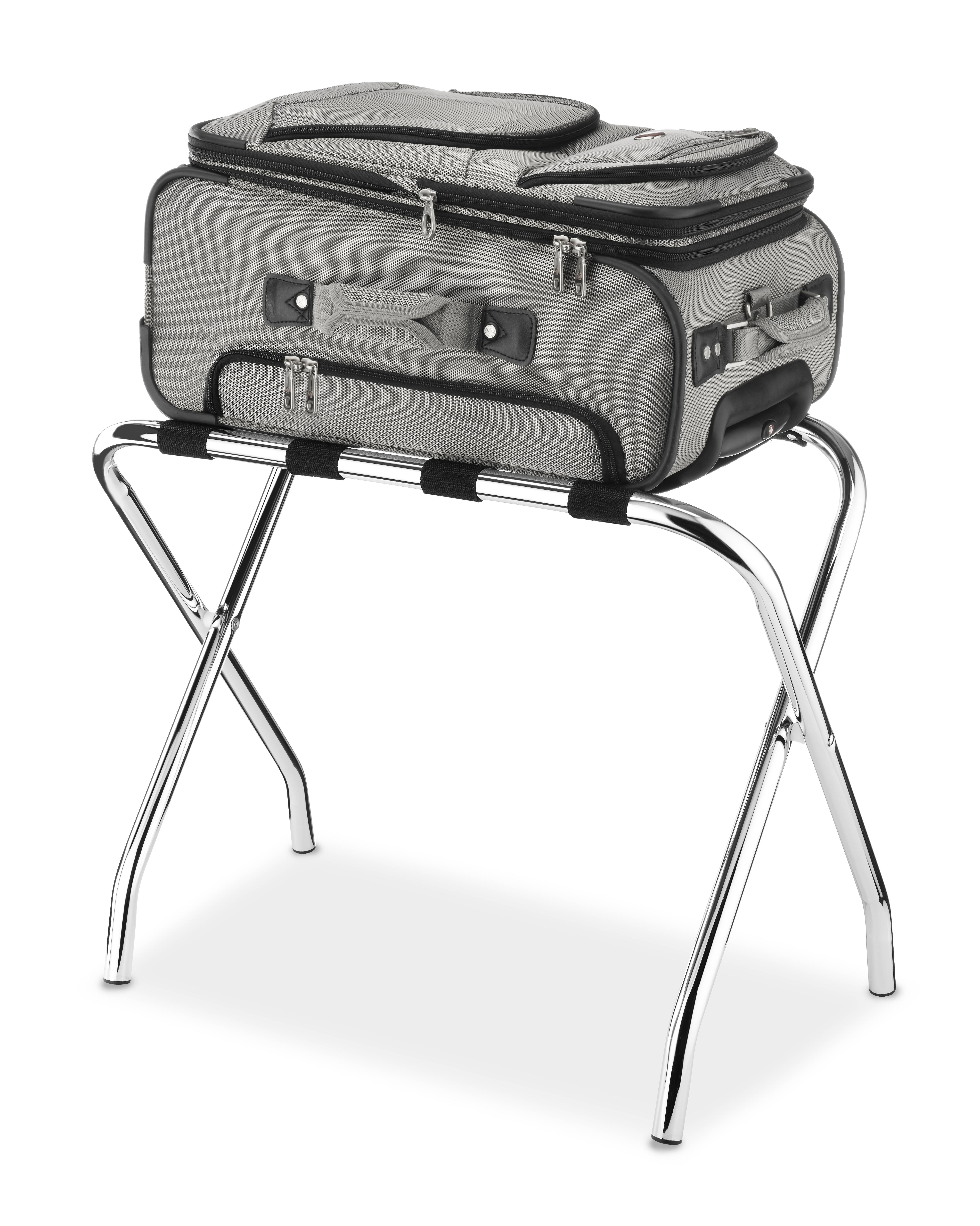 Whitmor Chrome and Black Metal Folding Luggage Rack