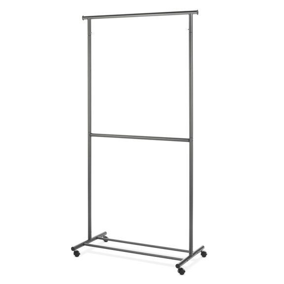 Whitmor 2-Rod Rolling Garment Rack - Gunmetal Gray