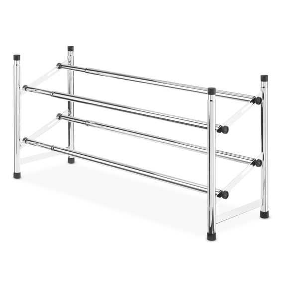 Whitmor 2-Tier Adjustable Shoe Rack, Metal, Silver, and Black