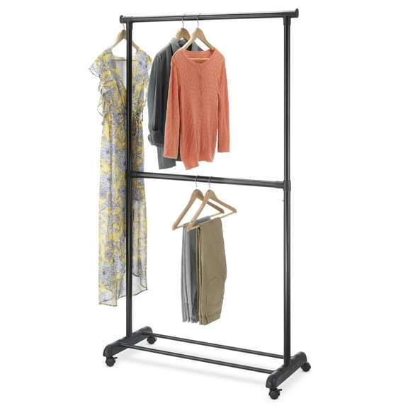 Whitmor 2-Tier Rolling Garment Rack - Matte Black