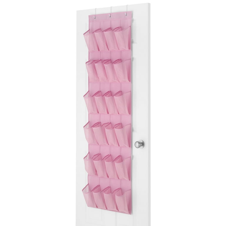 Whitmor 24 Pocket Over the Door Shoe Organizer Pink 18 x 64