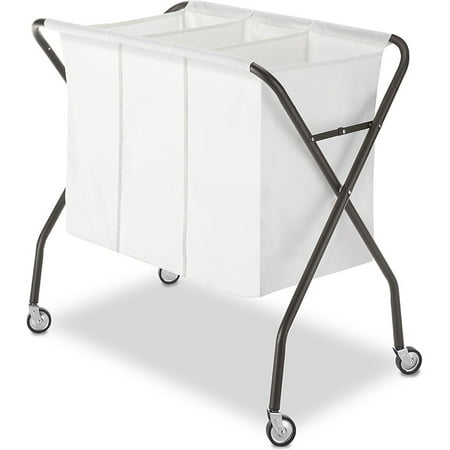 Whitmor 3-Section Collapsible Laundry Sorter with Heavy Duty Wheels