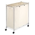 thumbnail image 1 of Whitmor 3 Section Rolling Iron Laundry Sorters w/Removable Canvas Bags, Chrome & Beige for Adult Use, 1 of 7