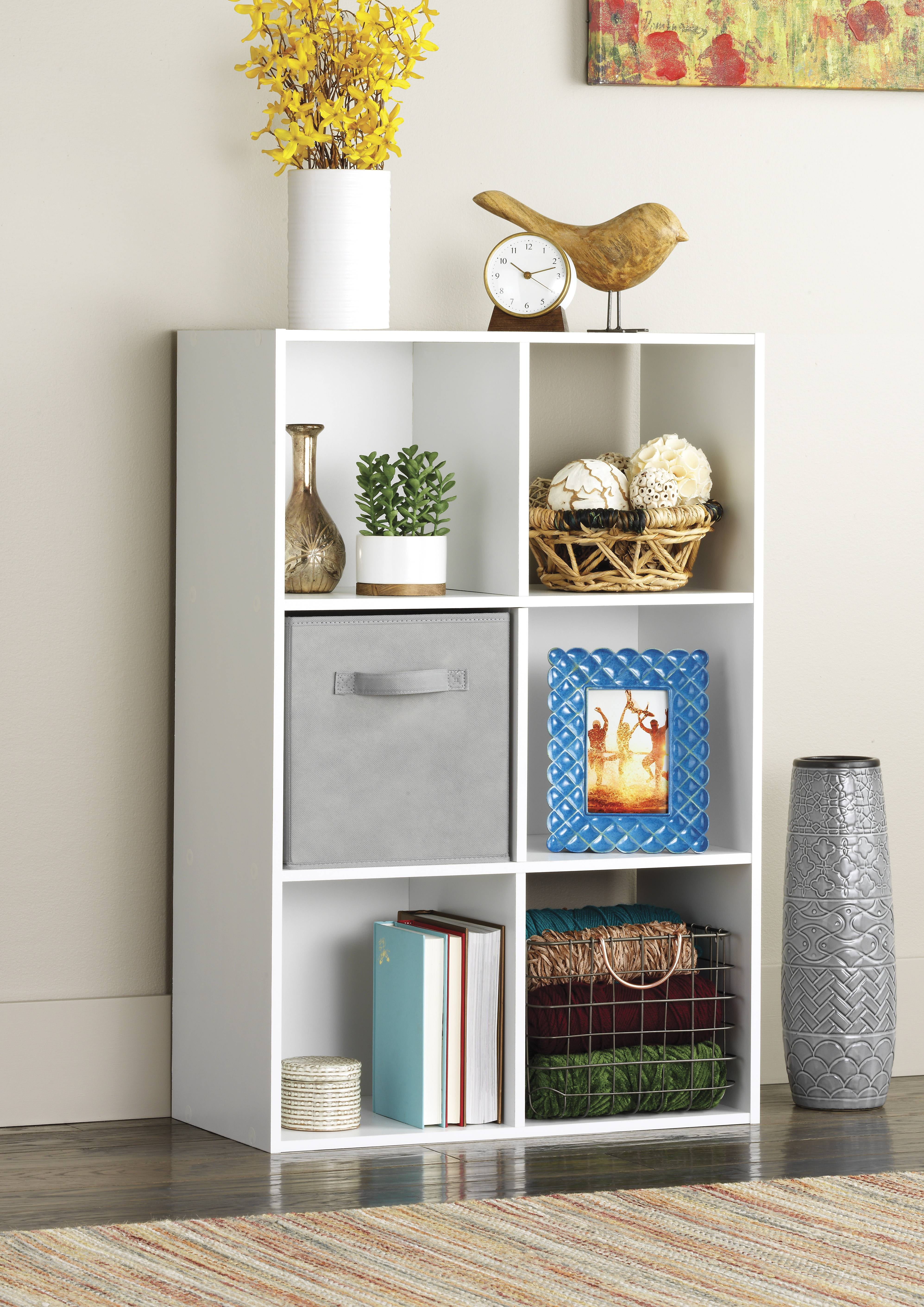 Whitmor 3 Shelf Cube Bookcase Organizer - 6 Section - White - Adult Use