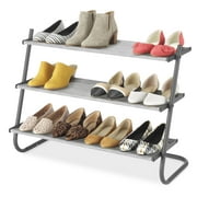 Whitmor 3-Tier Closet Shoe Rack, Space Saving Shoe Shelf, 12-Pair Capacity, Matte Black