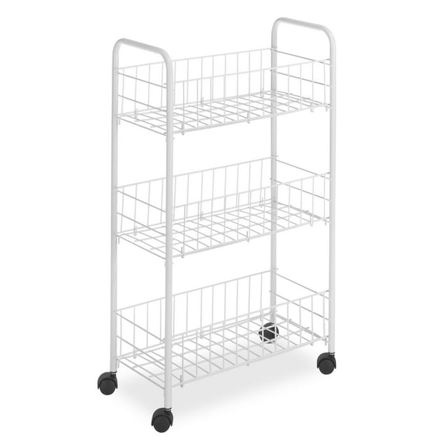 Whitmor 3 Tier Small Wire Craft Rolling Cart, White