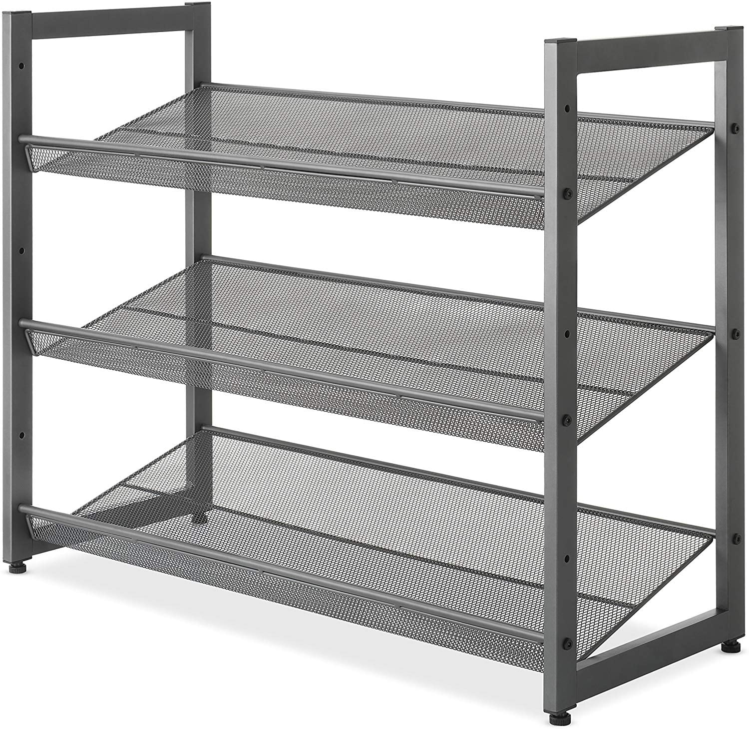 Whitmor 3-Tier Stacking 12 Pair Shoe Rack, Steel, Gray 