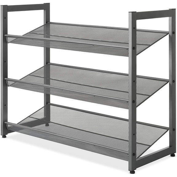 Whitmor 3-Tier Stacking 12 Pair Shoe Rack, Steel, Gray