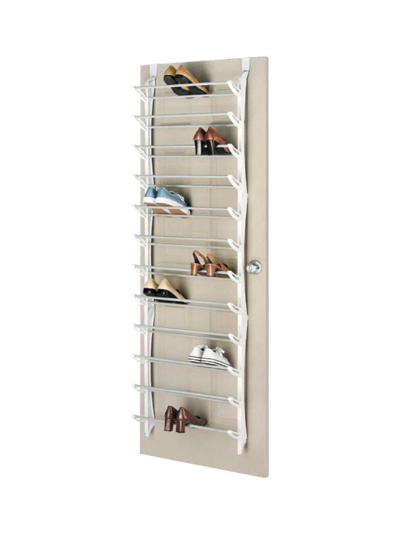 Whitmor Over-the-Door Shoe Rack - 36 Pair, 12-Tier, White Steel