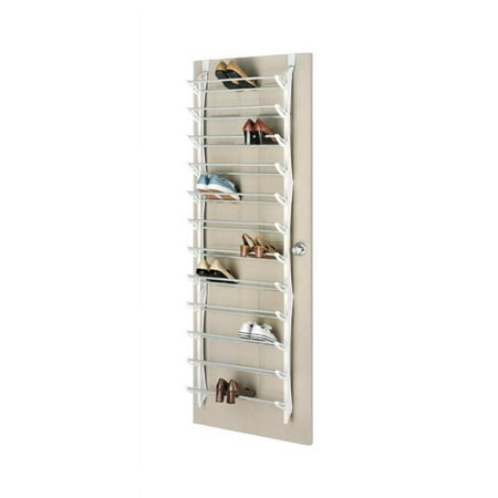 Whitmor 36 Pair White 12-Tier Over-the-Door Shoe Rack Steel and ABS Plastic, Adult Use