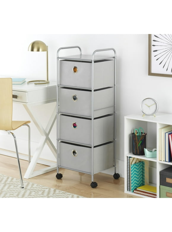 Whitmor 4-Drawer Metal Storage Cart - Grey - Adult