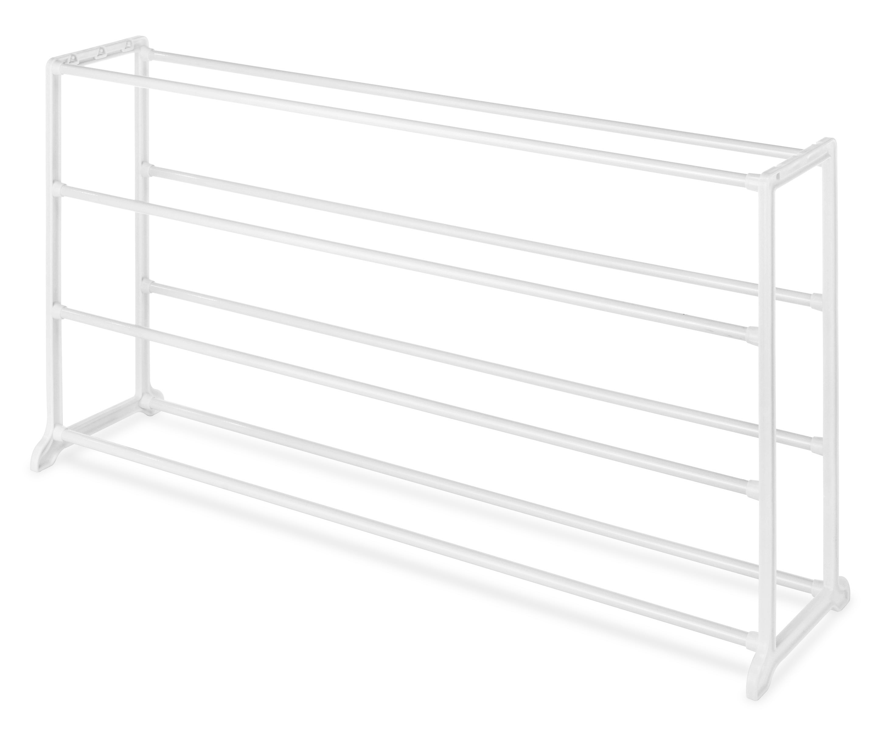 Whitmor Wood Stackable 2-Shelf Shoe Rack, White, 24 inches