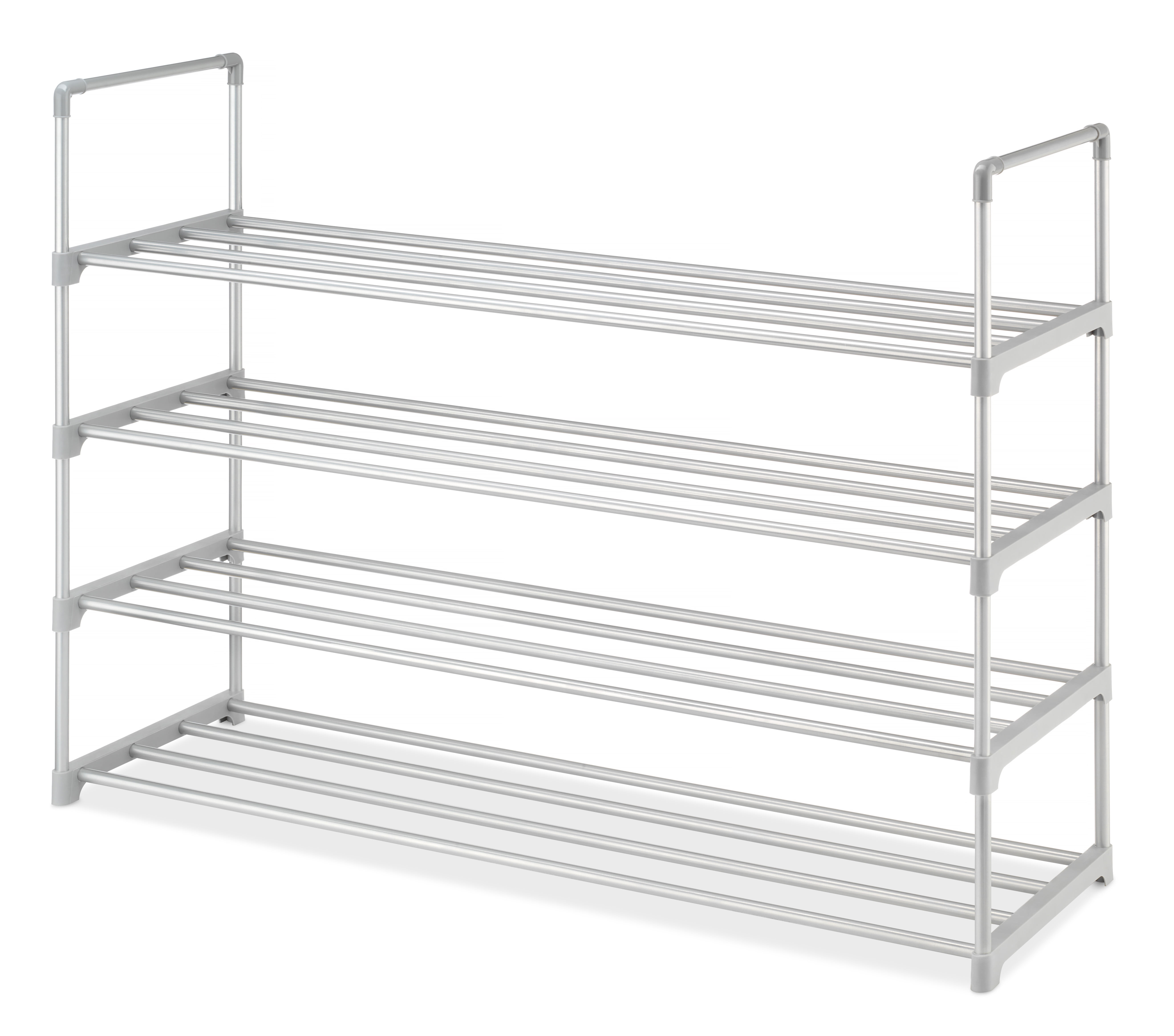 Whitmor 4Tier Freestanding 24 Pair Shoe Rack, Metal, Gray