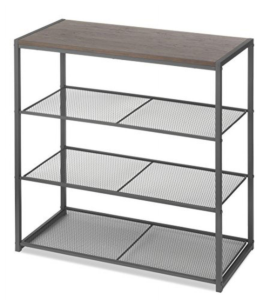 Whitmor 4-Tier Wood & Metal Mesh Shelf - Adult Use - Tan