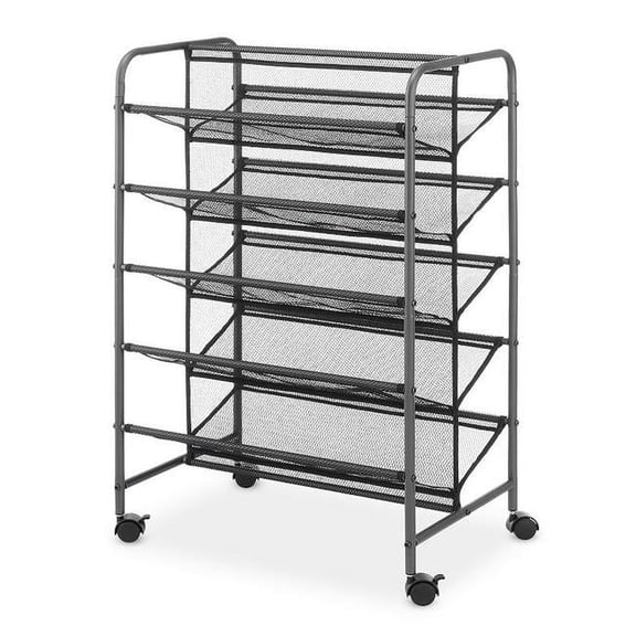 Whitmor 5-Tier Metal Rolling Shoe Rack, 2-Sided Closet Shoe Cart, Space-Saving Design, 30-Pair Capacity, Gunmetal Gray