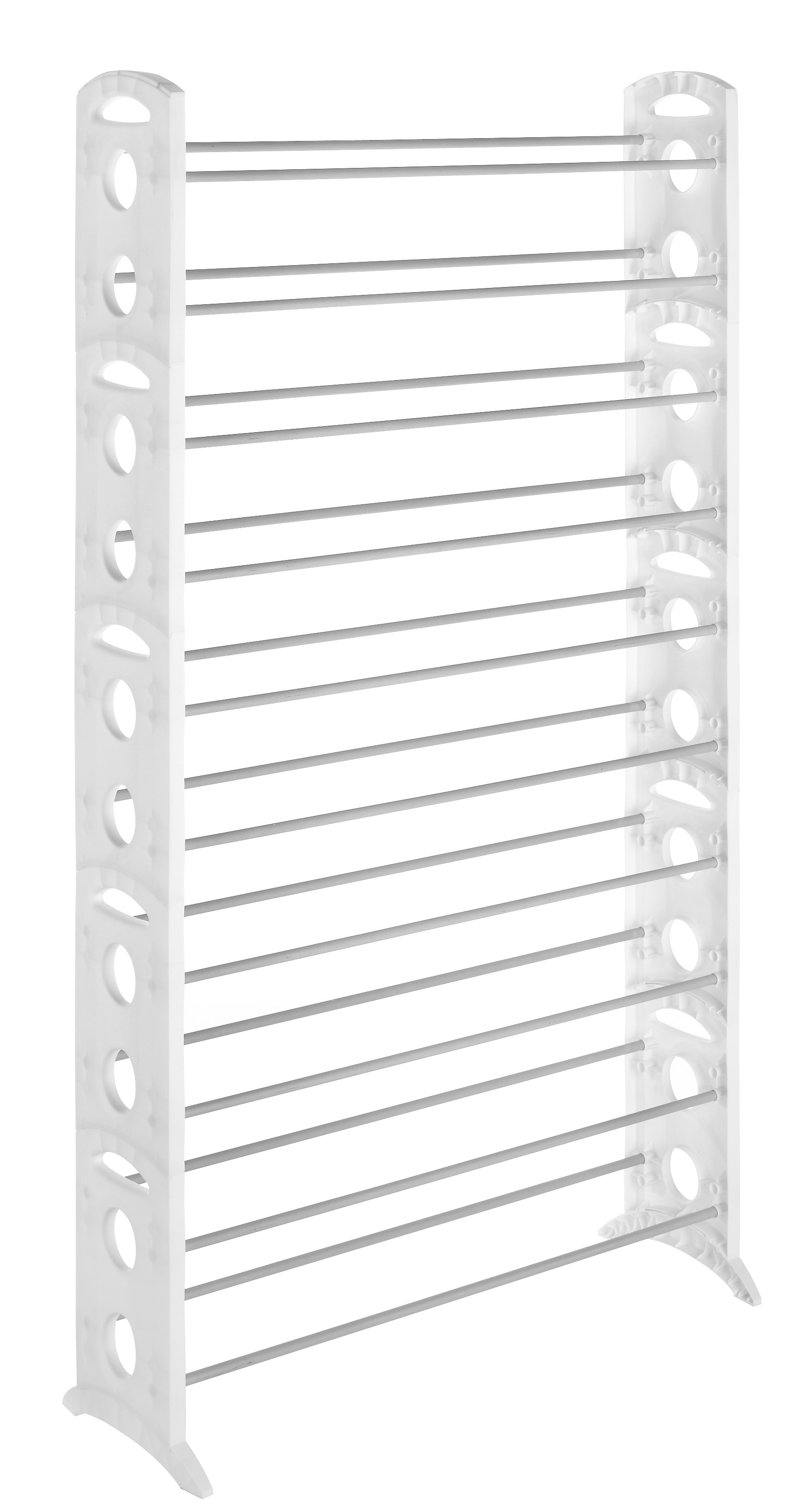 Whitmor 10-Tier 30 Pair Floor Shoe Rack - White - Plastic 